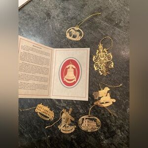 Colonial Williamsburg 24kt Gold Plate Ornaments Lot Of 7